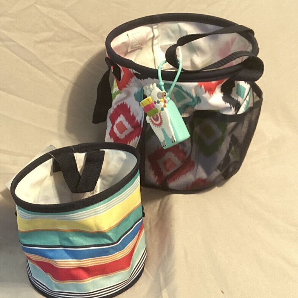 2-Thirty-One Oh Playful Multi-Color and Patterned Bins One 8x8, Second 6”x5”